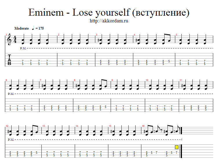 Обучение Eminem - Lose yourself на гитаре, вступление